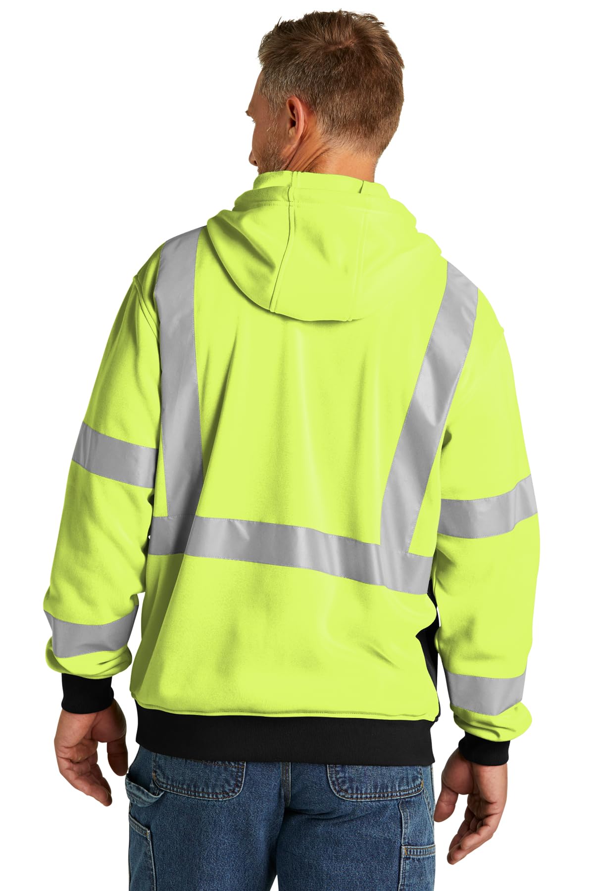 Security Gear  Men's High Visibility Safety Hoodie, Class 3 Reflective Zippered Hooded Sweatshirt,Hi-Vis Yellow Halloween