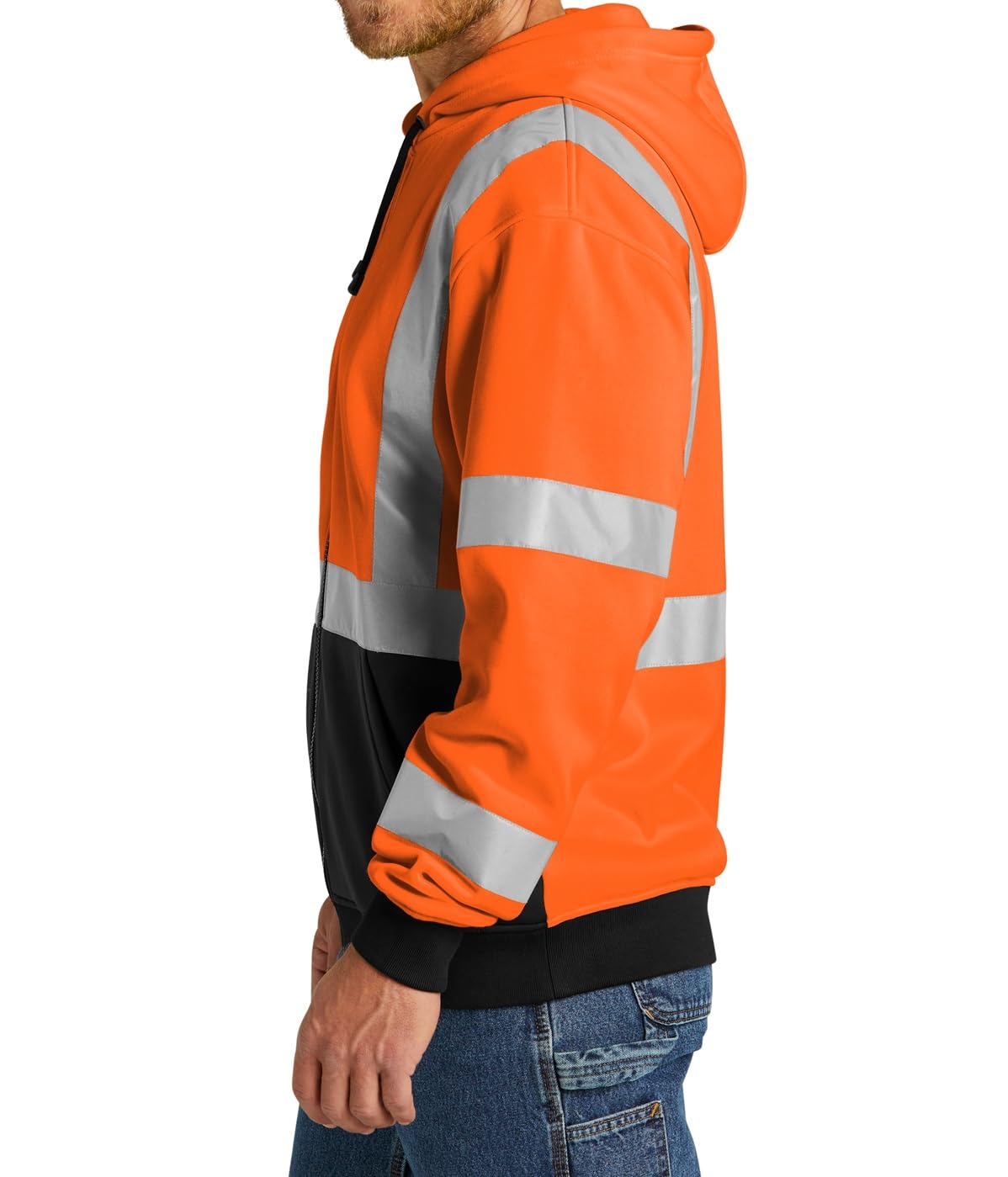 Security Gear  Men's High Visibility Safety Hoodie, Class 3 Reflective Zippered Hooded Sweatshirt,Hi-Vis Yellow Halloween