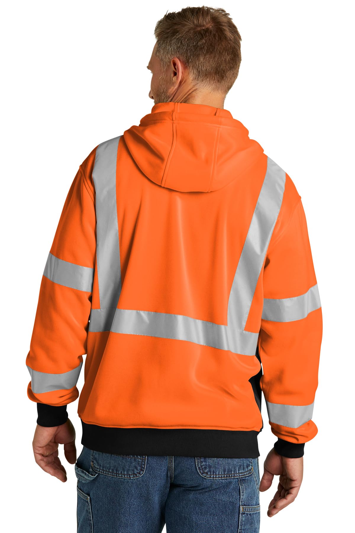 Security Gear  Men's High Visibility Safety Hoodie, Class 3 Reflective Zippered Hooded Sweatshirt,Hi-Vis Yellow Halloween