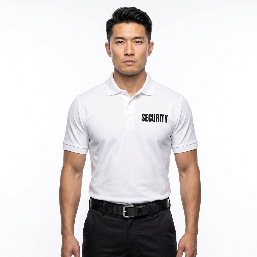 Men's Tactical Security Polo Shirt with Front & Back Security ID | Cotton Blend Duty Uniform Shirt
