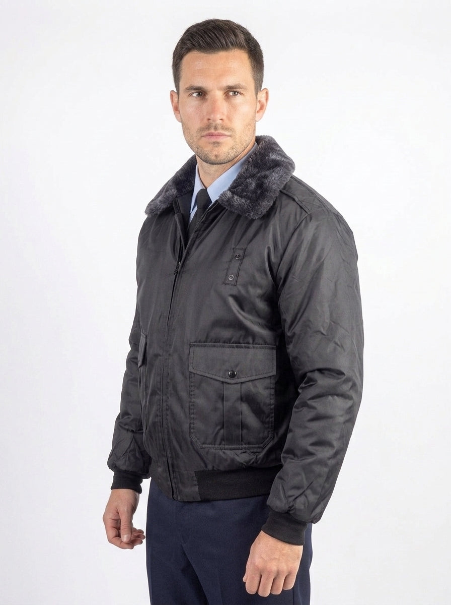 Professional Black Bomber Uniform Jacket with Insulated Lining