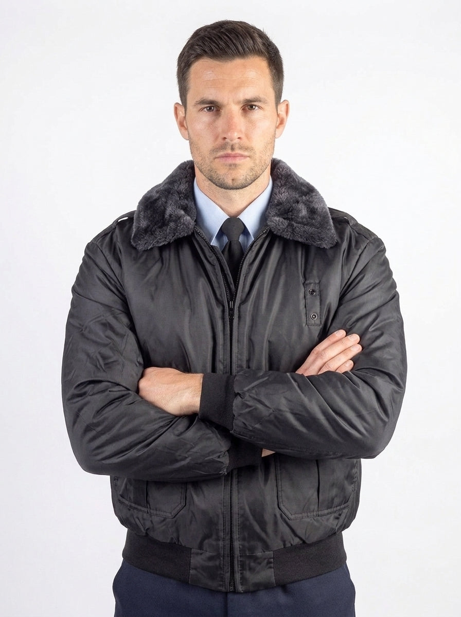 Professional Black Bomber Uniform Jacket with Insulated Lining