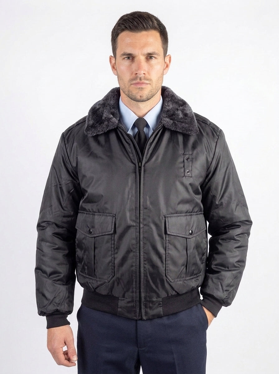 Professional Black Bomber Uniform Jacket with Insulated Lining