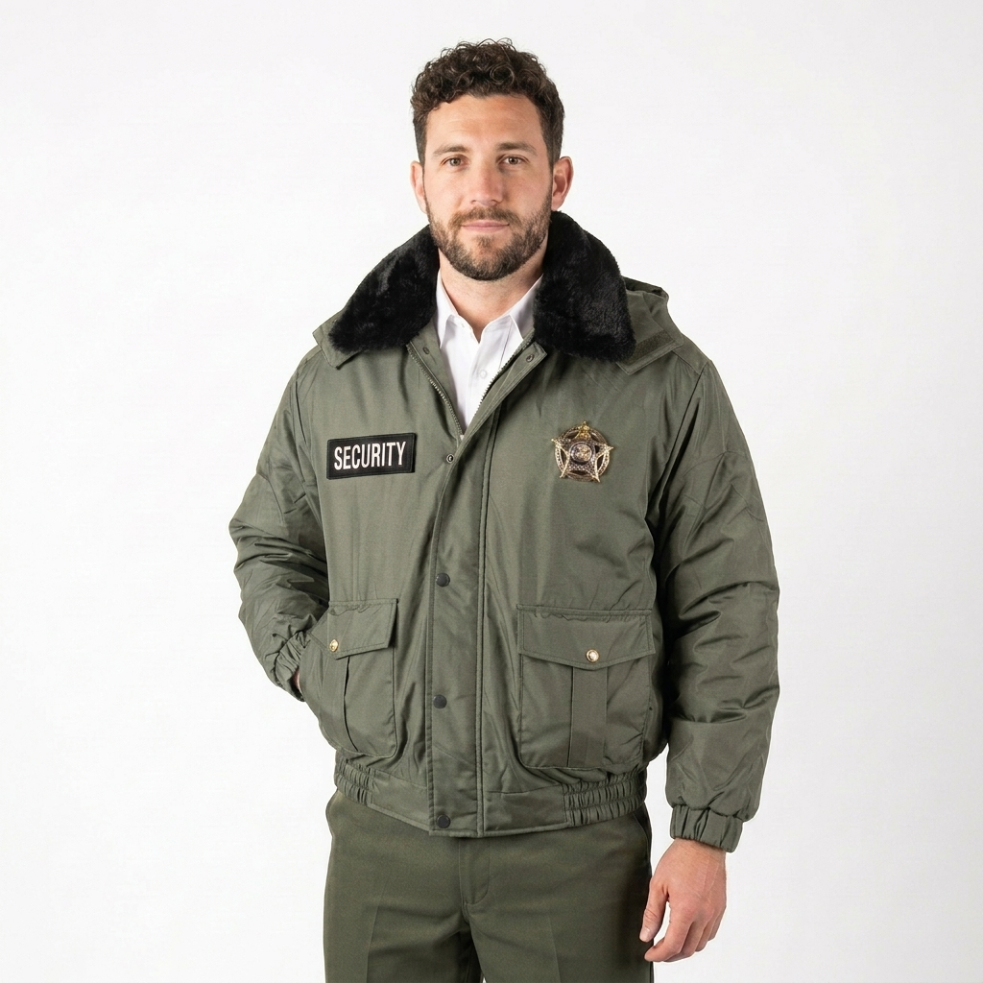 Security Bomber Jacket All Season Heavy Duty Removable Hood