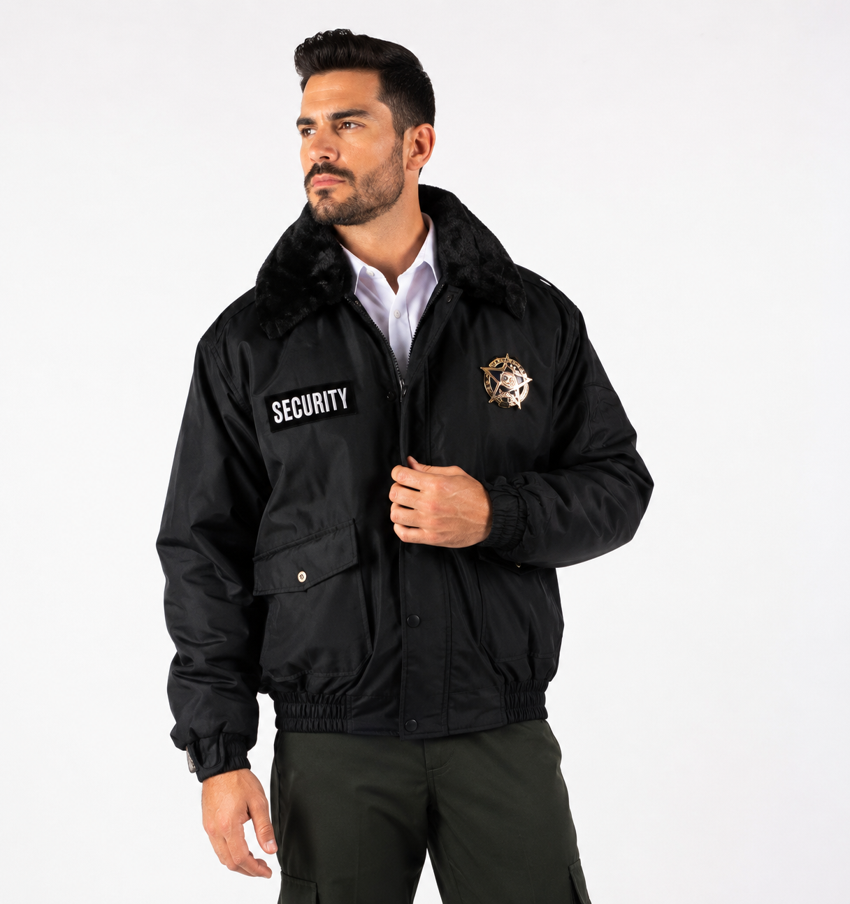 Security Bomber Jacket All Season Heavy Duty Removable Hood